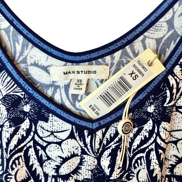 NWT Max Studio Women’s sleeveless dress navy floral dress maxi dress-Sz XS - Picture 9 of 13